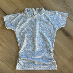 Albion Women’s Rash Guard Short Sleeve Swim Shirt Blue Waves XS $88 MSRP
